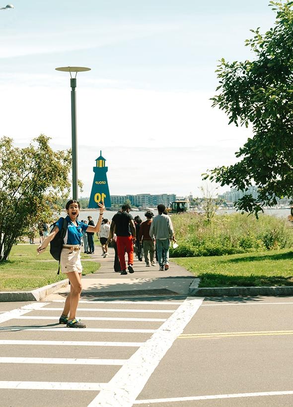 Student giving tour during orientation